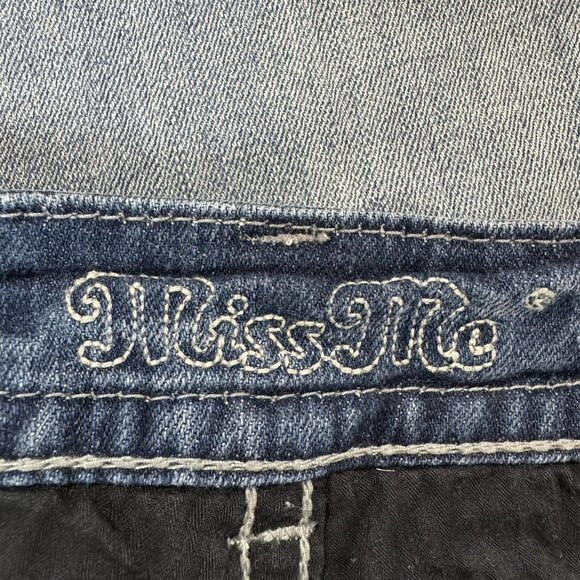 Miss Me Jeans Womens 30 Blue Easy Boot Mid Rise Stretch Distressed Flap Pockets - Picture 5 of 13